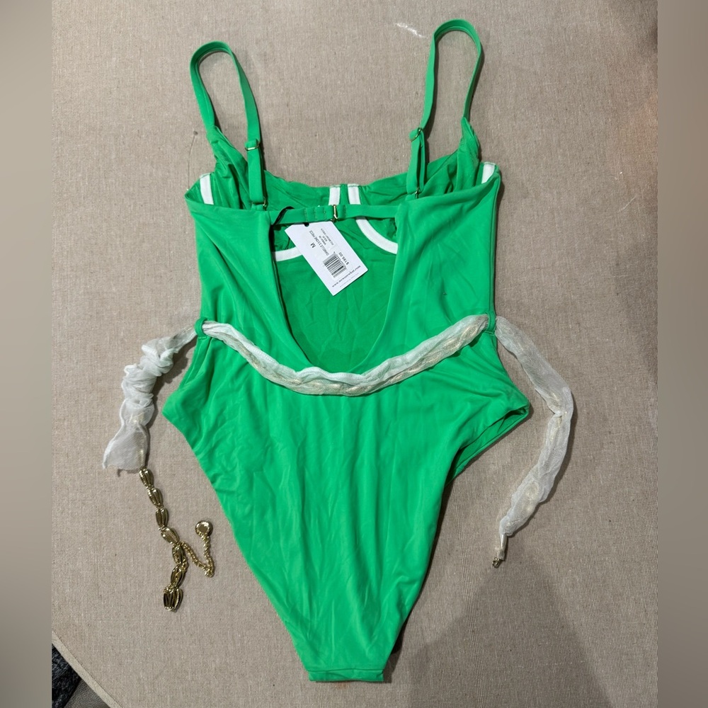 WeWoreWhat Emerald Swimsuit with Gold Chain - Picture 2 of 4
